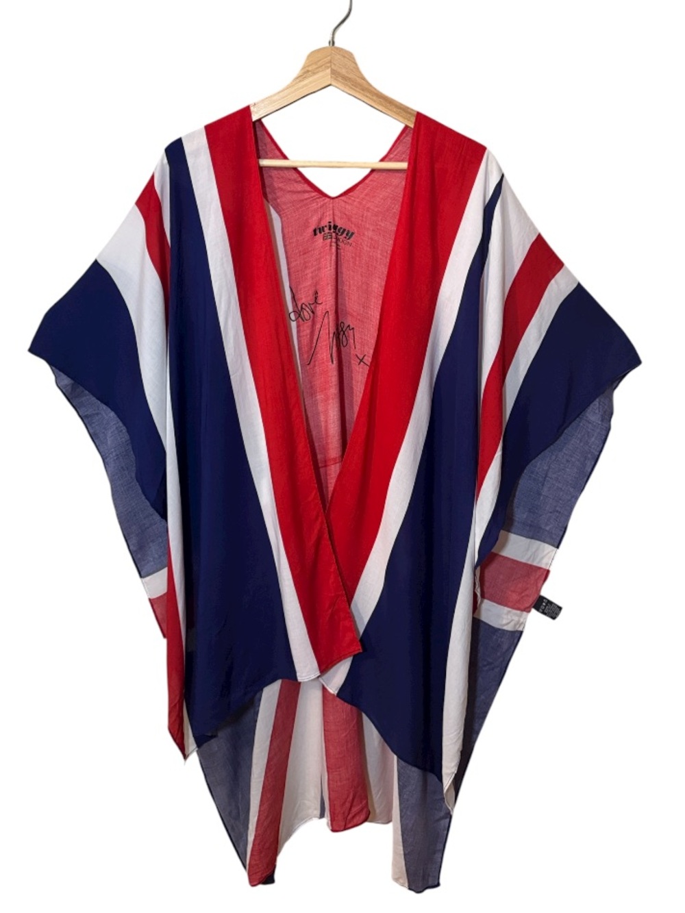 Twiggy London Union Jack Lightweight Kimono Cover-up Wrap Top